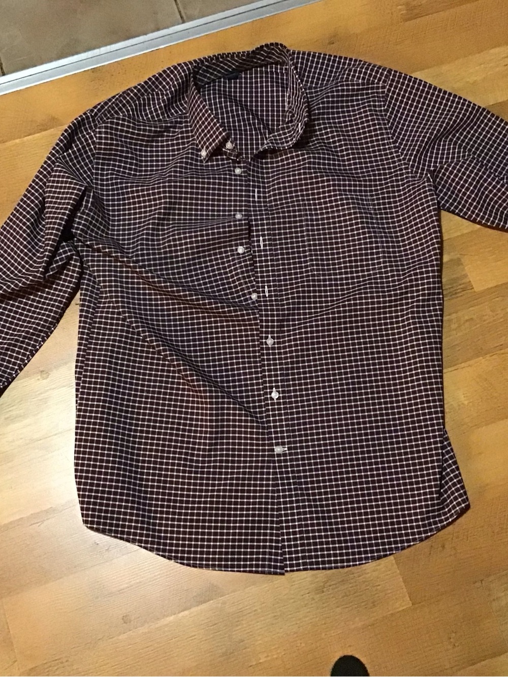 Stafford Men's Check Button-Down Shirt - Burgundy and White
